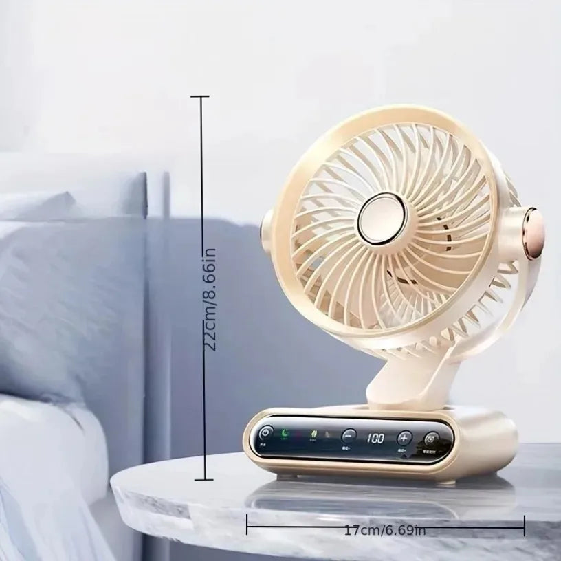 AI Smart Desktop Air Circulation Fan Turbo 100 Speed Type-C Rechargeable Quiet Brushless LED Display Timer for Home Office Baby Oasis Select