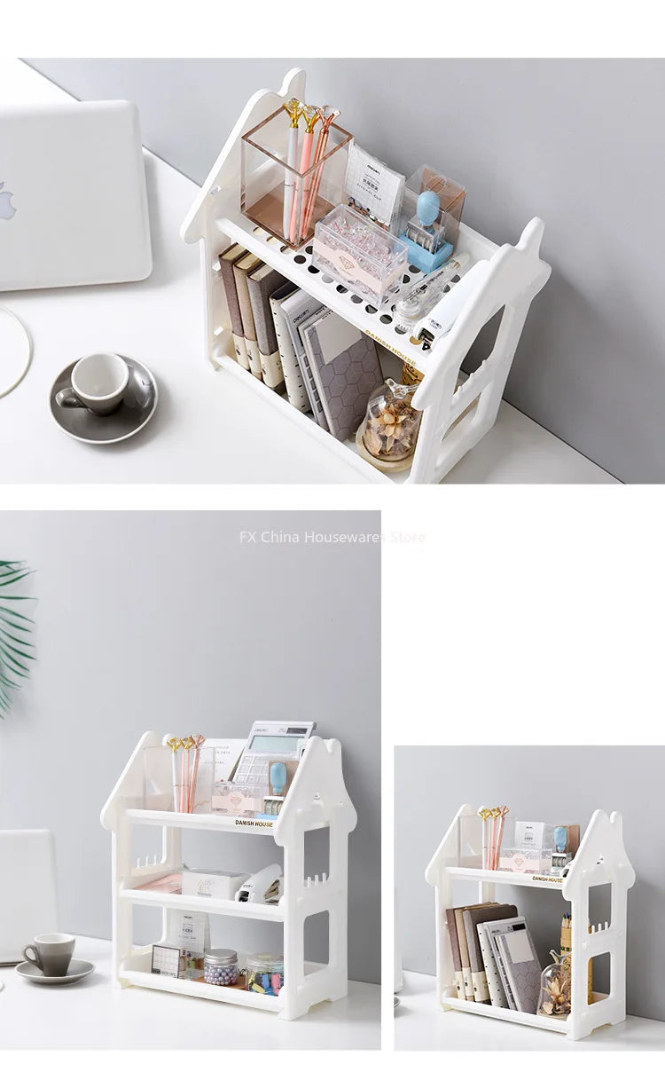 Small House Style 2/3 Layer Kitchen Spice Rack Organizer Plastic Condiment Bottle Shelf for Counter/Bathroom/Desktop Oasis Select