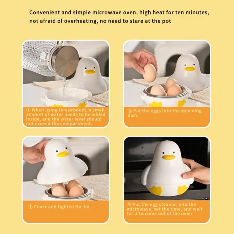 Microwave Egg Steamer 4-Capacity Breakfast Cooker Perfectly Cooked Egg Duck Shaped Microwave Cooking Accessories for Kitchen Oasis Select