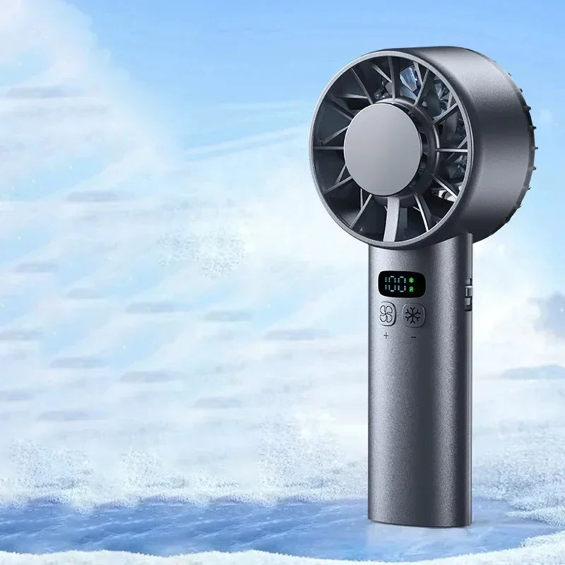 Portable LED Digital Display Travel Camping Outdoor Mini Ice compress High-Speed Cooling Fan Handheld Fans USB Rechargeable fan Oasis Select black