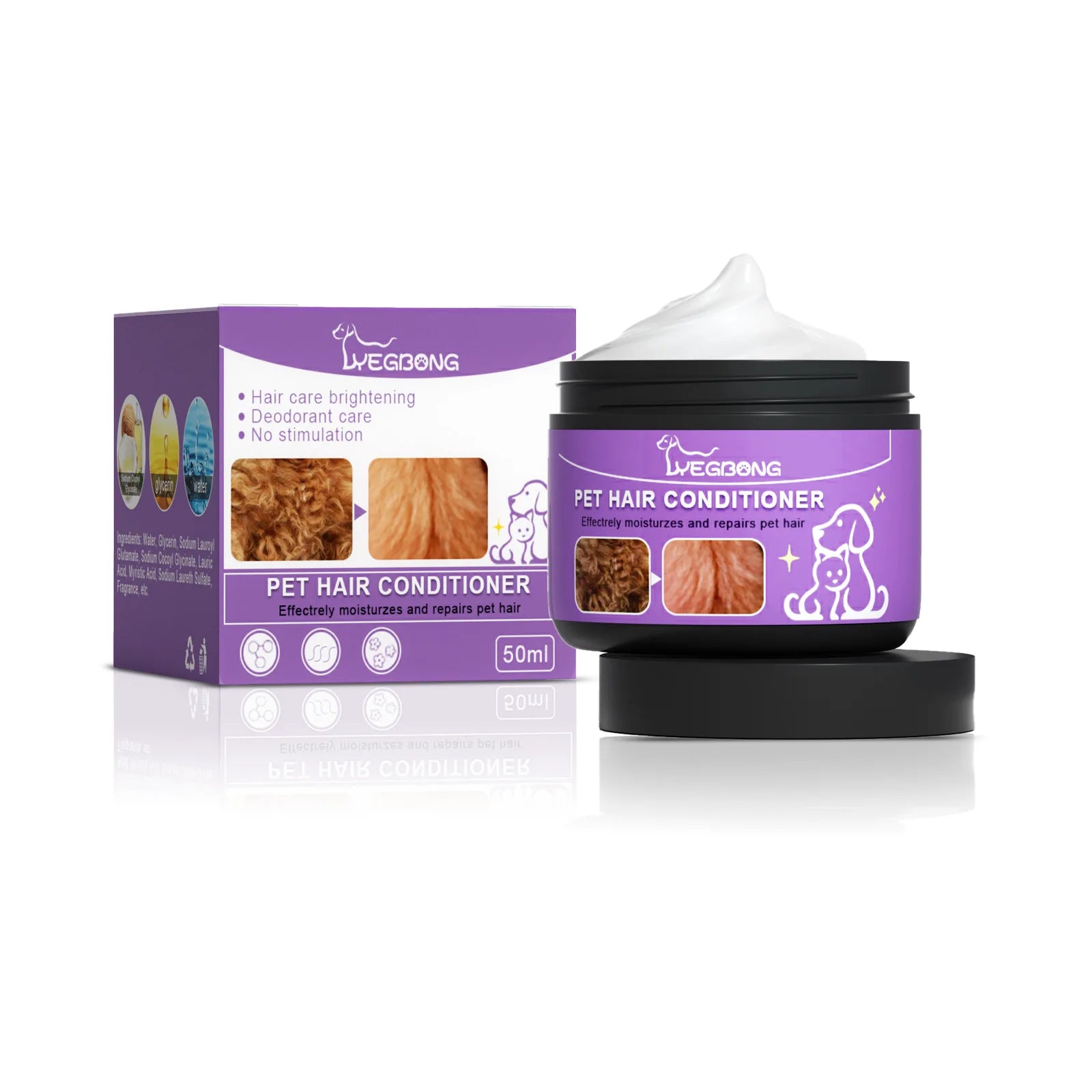 YEGBONG Pet Hair Conditioner – Anti-Knot & Odor Removal 50ml Pet Hair Conditioner Oasis Select 50ml boxed