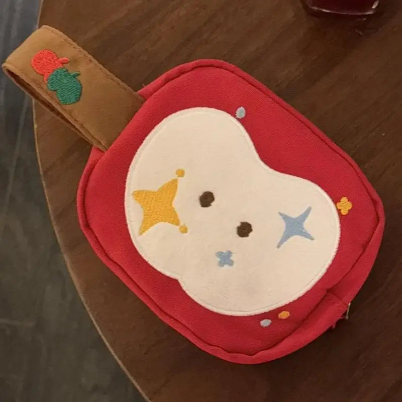 1Pcs Red Apple Camera Storage Bag Travel Embroidered Apple Cosmetic Bag Cute Apple Stitching Square Bag For Instant Cameras Oasis Select