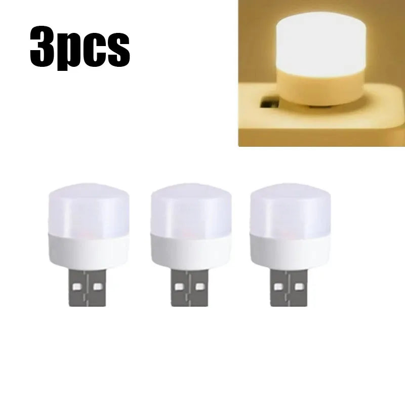 3/6/9/12pcs Reading Light USB Night Light Warm White LED Plug-In Light Bulb Portable Home Environment Light Energy-Saving Oasis Select 3pcs Warm