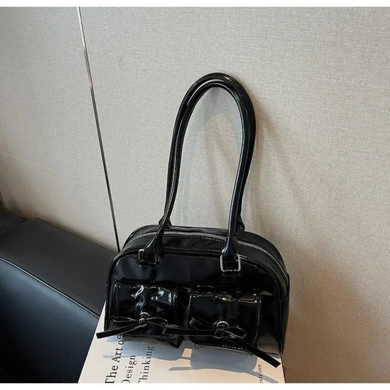 Vintage PU Leather Shoulder Tote Bag | Large Women's Handbag