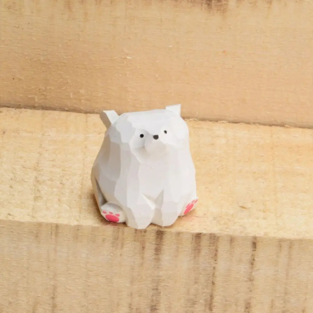 Gifts Solid Wood Wooden Bear Figurines Cute Hand Carved Polar Bear Ornament Miniature Funny Mini Bear Statue Garden Oasis Select