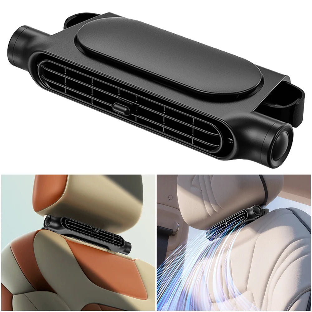 Rechargeable Car Seat Headrest Fan – 3-Speed Backseat Cooling Car Backseat Fan Oasis Select
