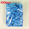 Women's Disposable Shower Cap, Plastic Waterproof Head Cover, Pink Spa Salon, Hotel Hair Dye, Elastic Hair Cap, 100 Pieces/set Oasis Select Blue
