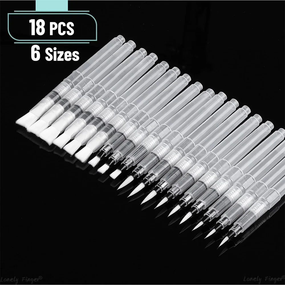 3-18 watercolor brush set, white nylon, with water storage function, DIY painting tools, suitable for school and outdoor use Oasis Select 18pcs Brush 150mm
