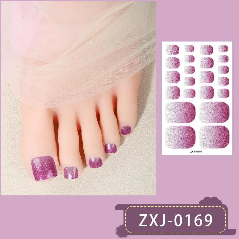 Toe Nail Stickers Full Nail Wraps Gradient Glitter Toenail Polish Strips for Women Shiny Self Adhesive Polish Gel Toenail Decals Oasis Select F