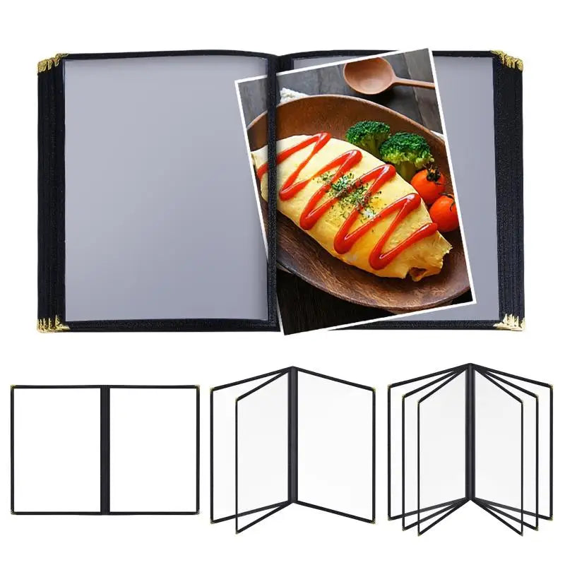 Foldable A4 PVC Menu Cover Transparent Double Panels Reusable Holder for Family Gathering Dinner Party Oasis Select