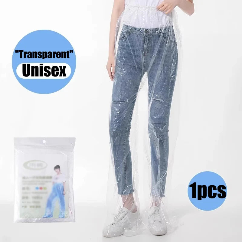 1/6 Pcs Disposable Raincoat Pants Portable Splash Proof Split Raincoat Outdoor Travel Drifting Cycling Feet-wrapped Rain Pants Oasis Select transparent-1pcs