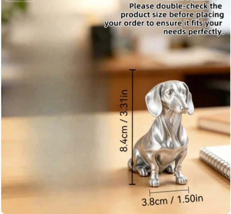 Sitting Dachshund Figurine cute Short-Leg Dog Statue Ornament for DIY customize Pet Lover Gift Modern Aesthetic Room Decor gifts Oasis Select Dachshund silver