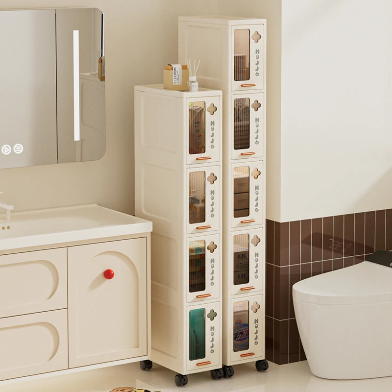 Slim Mobile Storage Cabinet, Space-Saving Narrow Drawer Organizer, Minimalist Multi-Purpose Design for Kitchen/Bathroom/Living Oasis Select