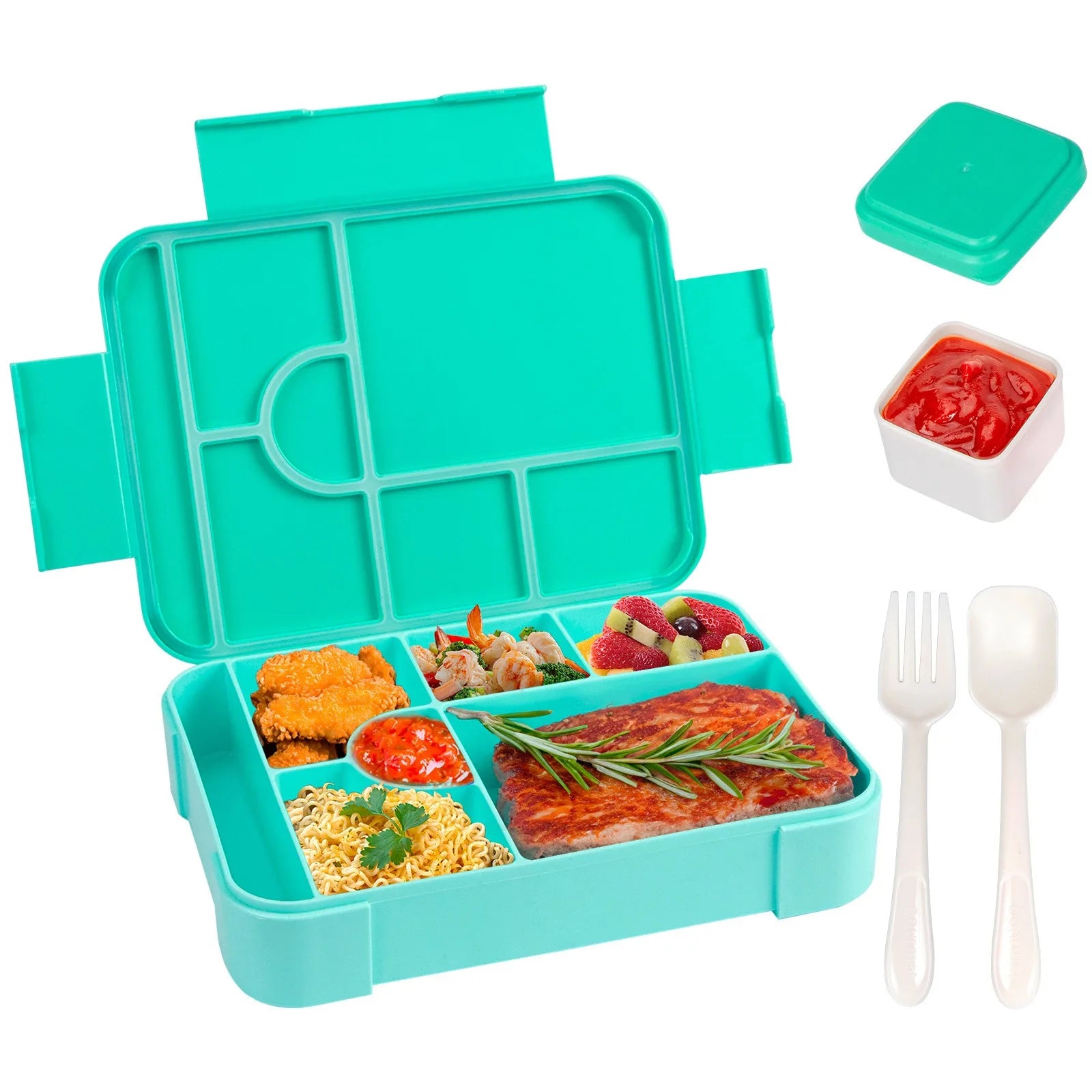 Kids Leakproof Bento Box – Divided Microwave-Safe Lunch Container Kids Bento Lunch Box Oasis Select Green 1330ml
