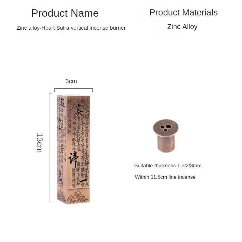 Square Vertical Incense Burner Alloy Buddhist Sutra Incenso Sticks Holder Home Office Lucky Zen Decor Incense Burners Censer Oasis Select
