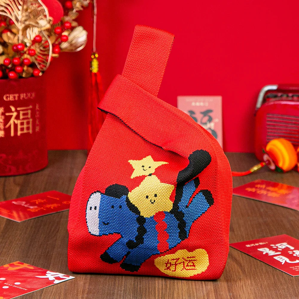Year of the Horse Knitted Tote Bag | Reusable Gift Bag 2026