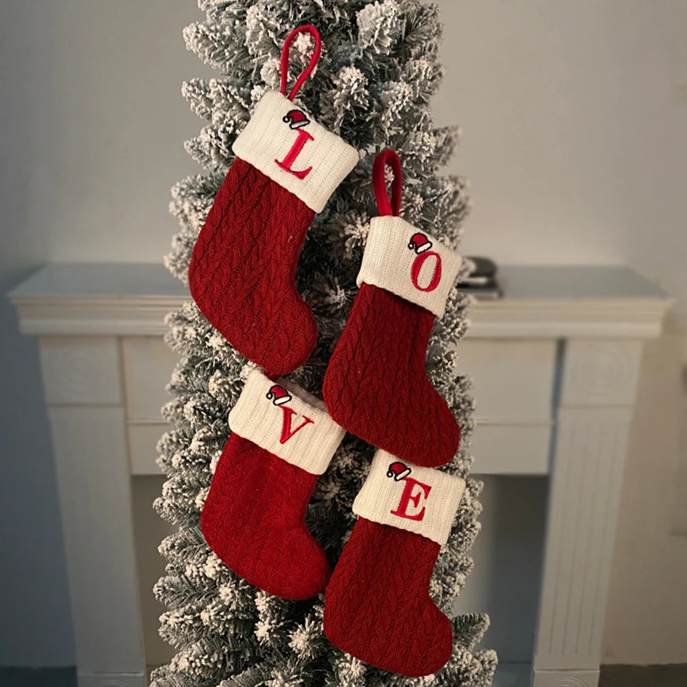 Personalized Knitted Christmas Stocking – Monogram Initial
