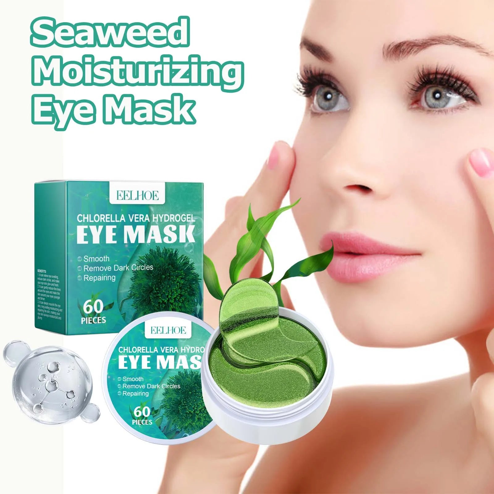 Seaweed Eye Mask Fade Dark Circles Eyes Bags Removal Firming Anti Puffiness Relieve Eye Fatigue Moisturizing Under Eye Patches Oasis Select