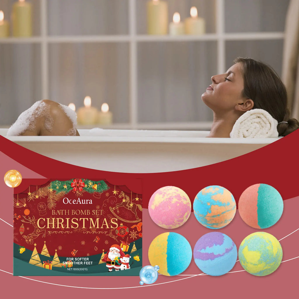 Christmas Bath Ball Set Gentle Cleaning Skin Moisturizing Peeling Bath Ball with Essential Oils Lasting Fragrance Body Care Oasis Select