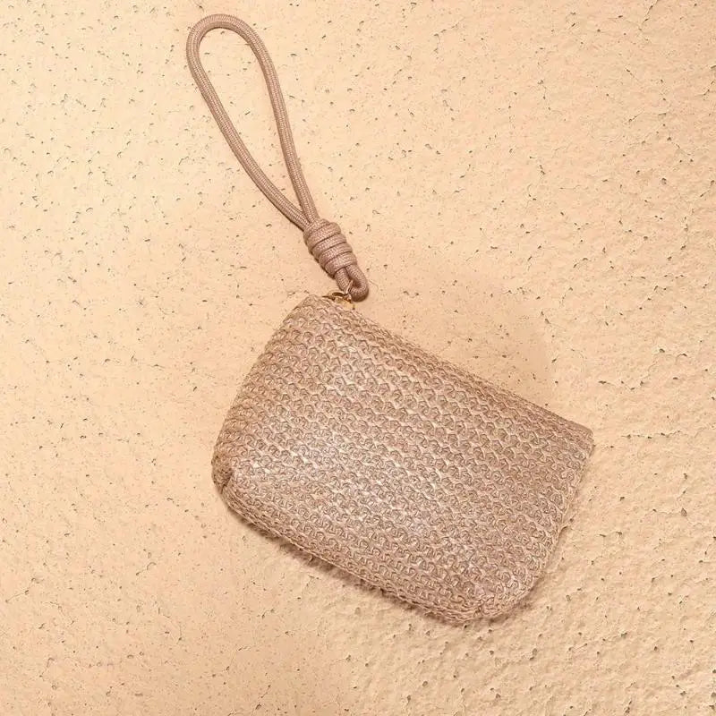 Straw Mini Coin Purse – Zipper Wallet & Card Holder for Women