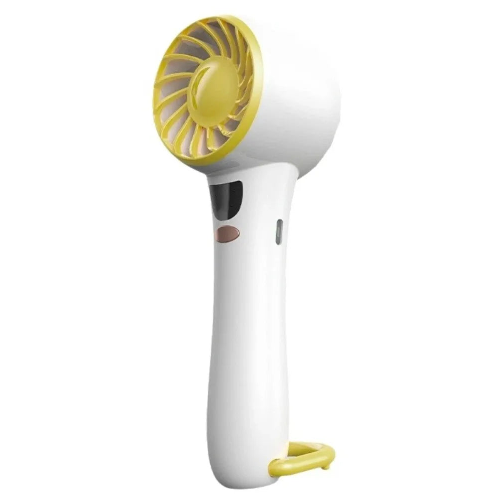 Digital Display Mini Handheld Fan 5 Speeds Long Battery Life USB Rechargeable Fan Telescopic Bracket Quiet High Speed Fan Summer Oasis Select Yellow