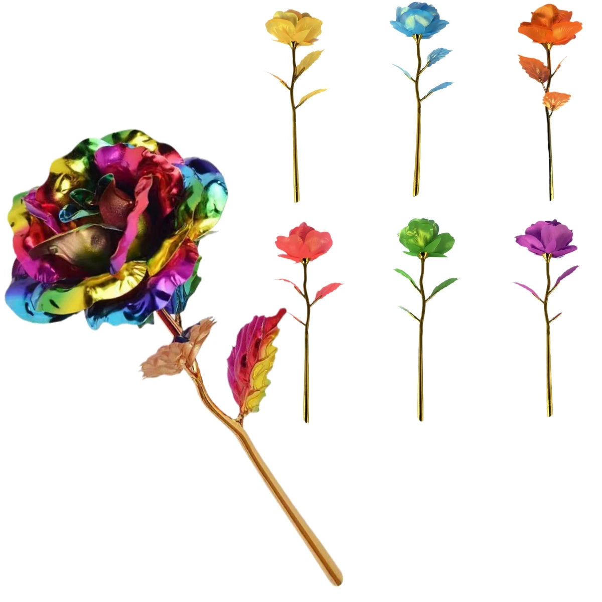 Multi-Color Gold Plated Rose Flower Romantic Valentine’s Day Mother's Day Gift Garden Decoration Flower Decoration Oasis Select