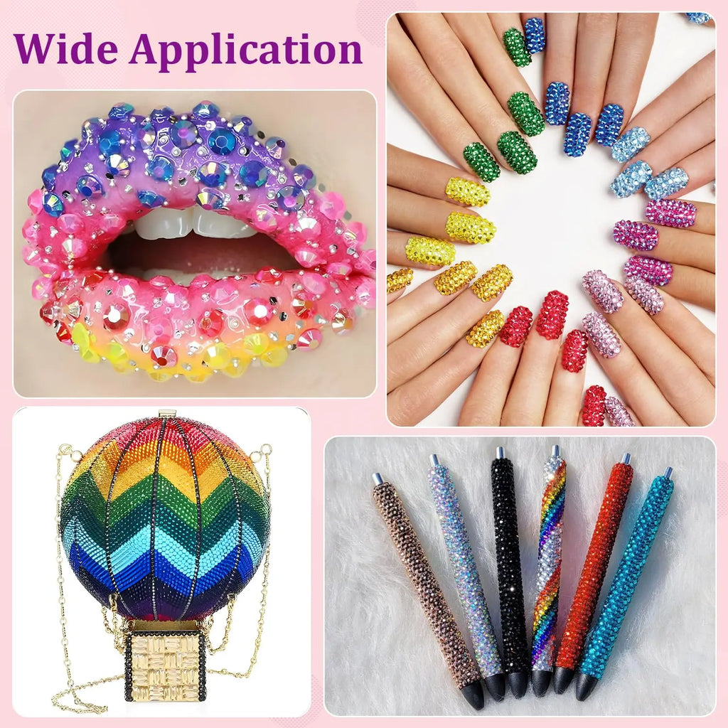 40-Grid Multicolor Flatback Rhinestone Nail Art Kit – 34,000 Gems