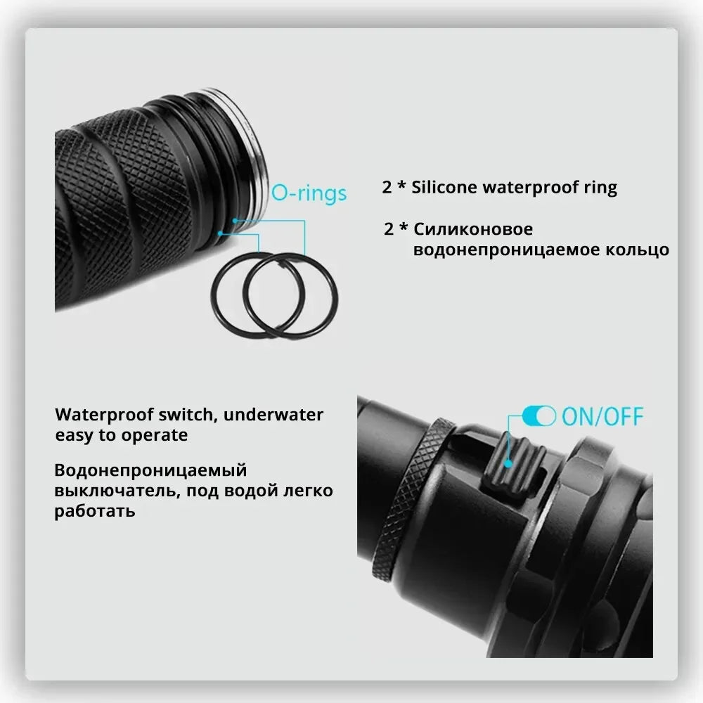 ESMARTER IP68 Diving Flashlight 1000LM – 100m Waterproof