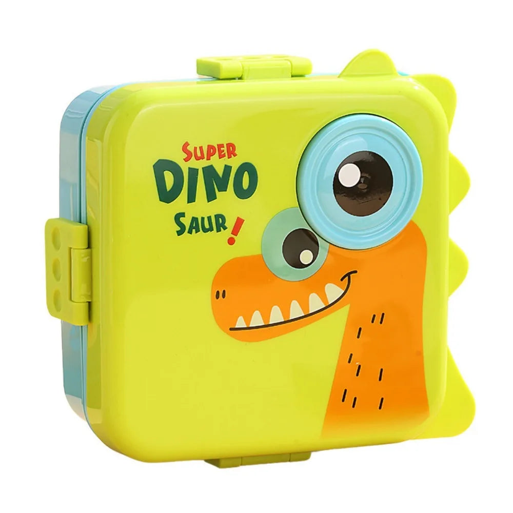 1660ml Dinosaur Lunch Box Plastic Cartoon Bento Box Sealed Double Layer Microwave Lunch Box For Kids Oasis Select Green