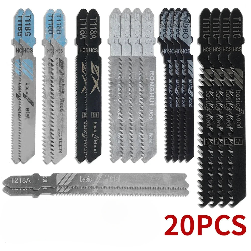 20 Pieces Jigsaw Blades Set T-Shaft HCS Assorted Jig Saw Blades for Wood Plastic and Metal Cutting for Black & Decker Metabo Oasis Select Default Title