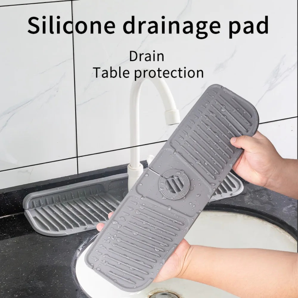 Practical Silicone Faucet Mat Black/Grey Faucet accessories Water Catcher Mat Splash proof Countertop Protector Kitchen Bathroom Oasis Select