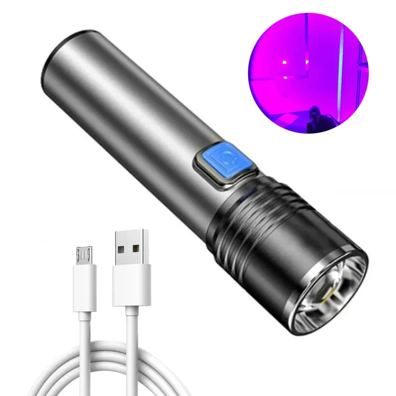 Mini 395nm UV Flashlight Portable LED Ultraviolet Blacklight Money Inspection Penlight with Clip Pet Urine Stains Detector Torch Oasis Select UVLED