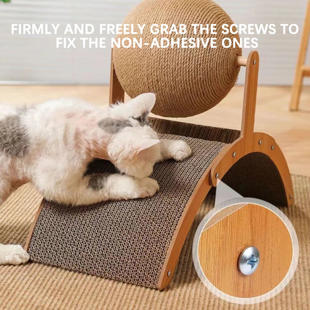 Cat Scratching Ball on Stand | 360° Rotating Sisal Toy