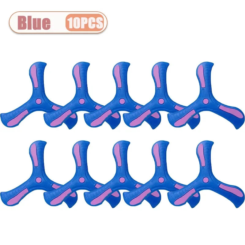 1-20PCS Tri-Blade Boomerang for Kids Outdoor Toys Safe Durable Flying Disc Family Fun Sport Game Parent-Child Interaction Oasis Select Blue-10PCS