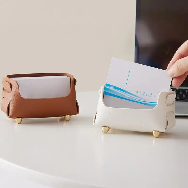 PU Leather Desktop Business Card Holder & Sign Display Stand