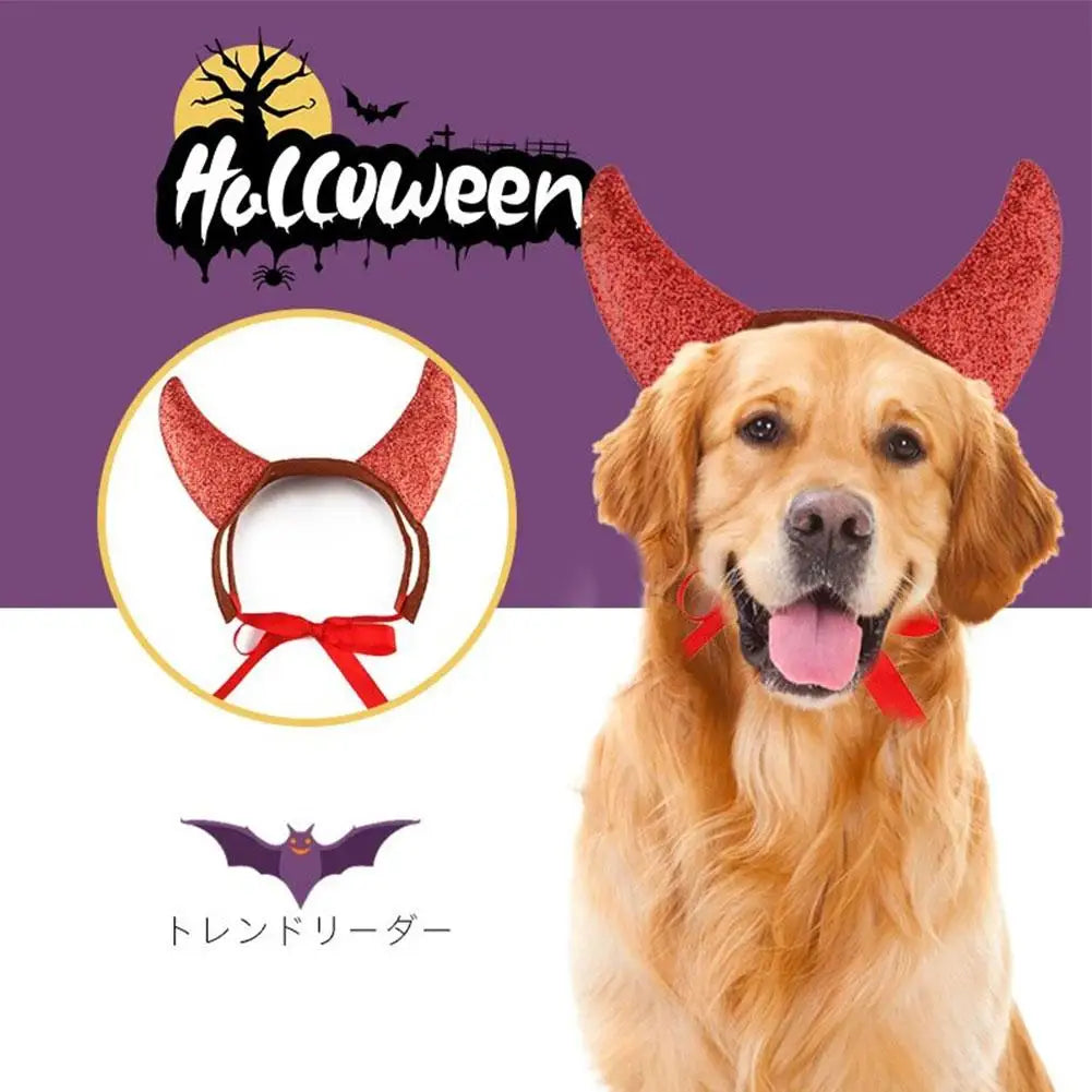 Pet Costume Devil Horn Headband Accessory Animal Headpiece Cosplay Halloween Party Props Funny Demon Cosplay for Dogs Cats Gifts Oasis Select