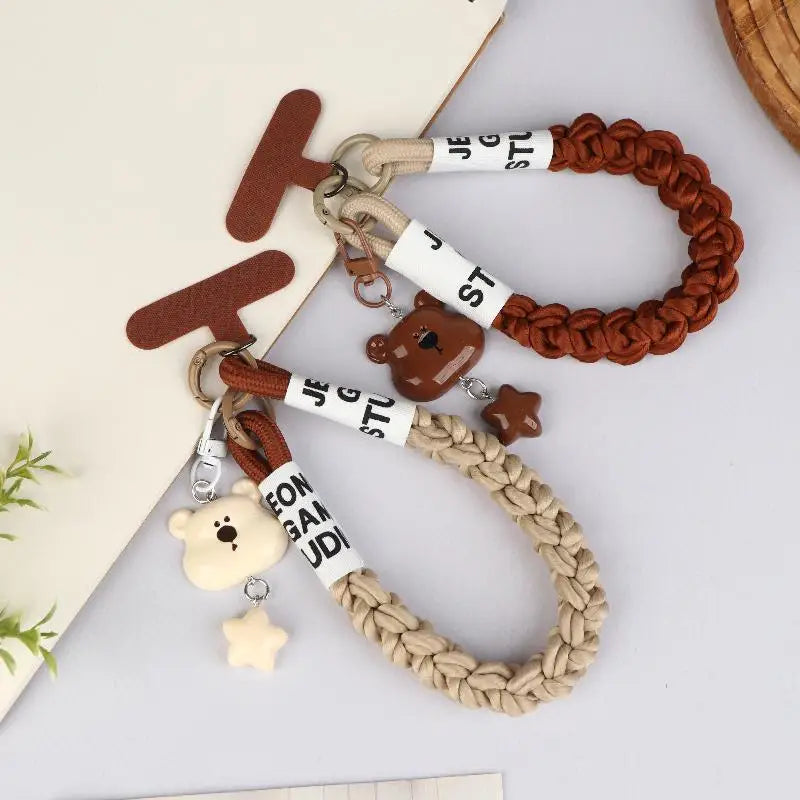 Y2K Cute Cartoon Bear Head Star Phone Strap Ins Style Versatile Mobile Phone Chain Anti Lost Wristband Keychain Gifts Oasis Select