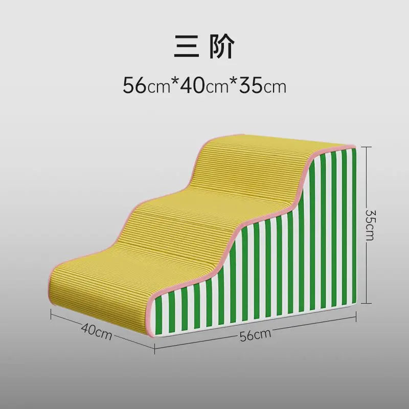 Ladder Dogs Pets Stripe Puppys Stairs Beside Sofa Bed Ramp Dog Supplies Protecting Pets Joint Slope Stairs for Elderly Dog Gifts Oasis Select Three-step step