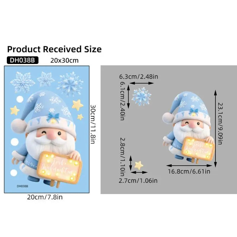 Christmas Window Static Clings – Snowman, Santa & Snowflake