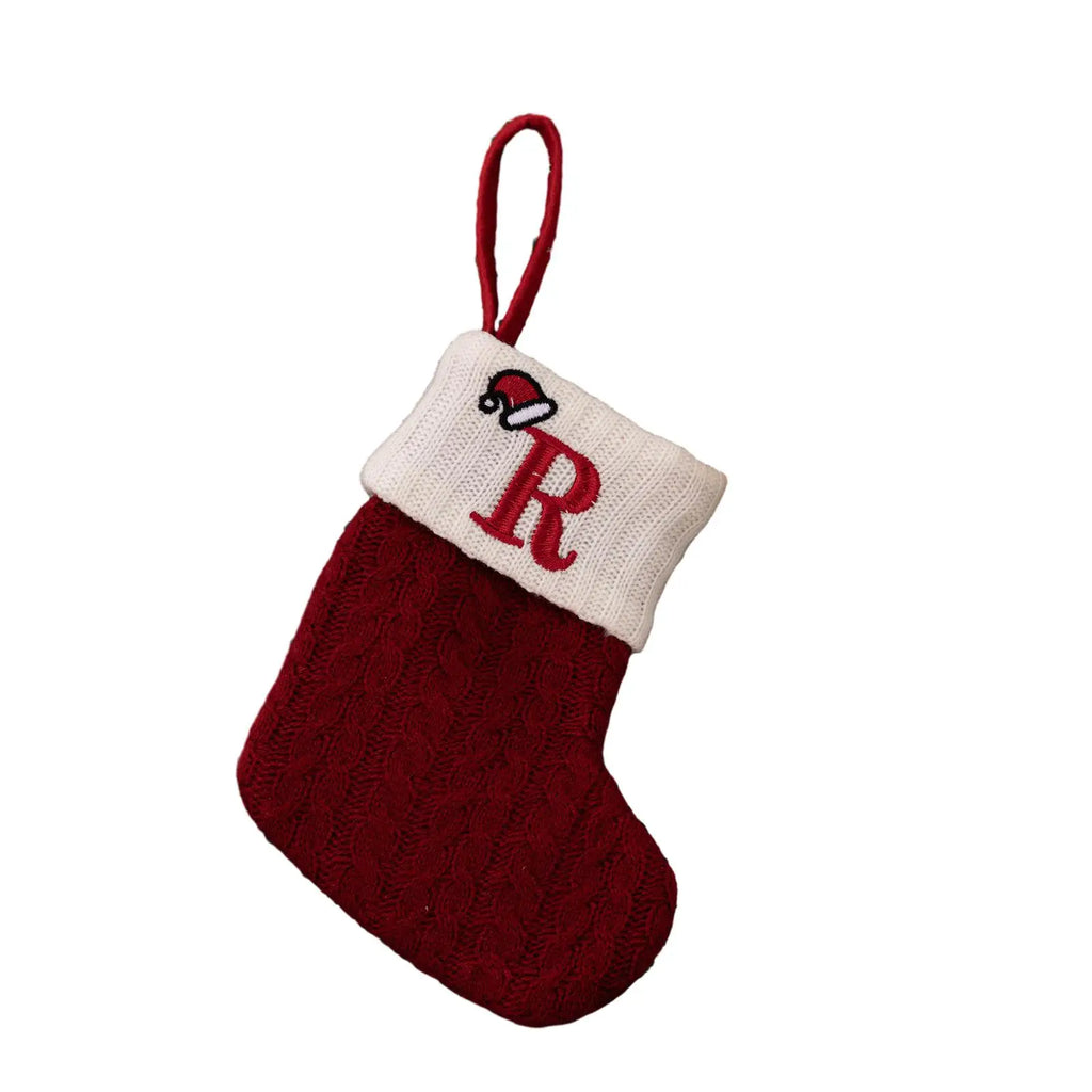 Knitted Christmas Stocking Ornament – Snowflake & Alphabet