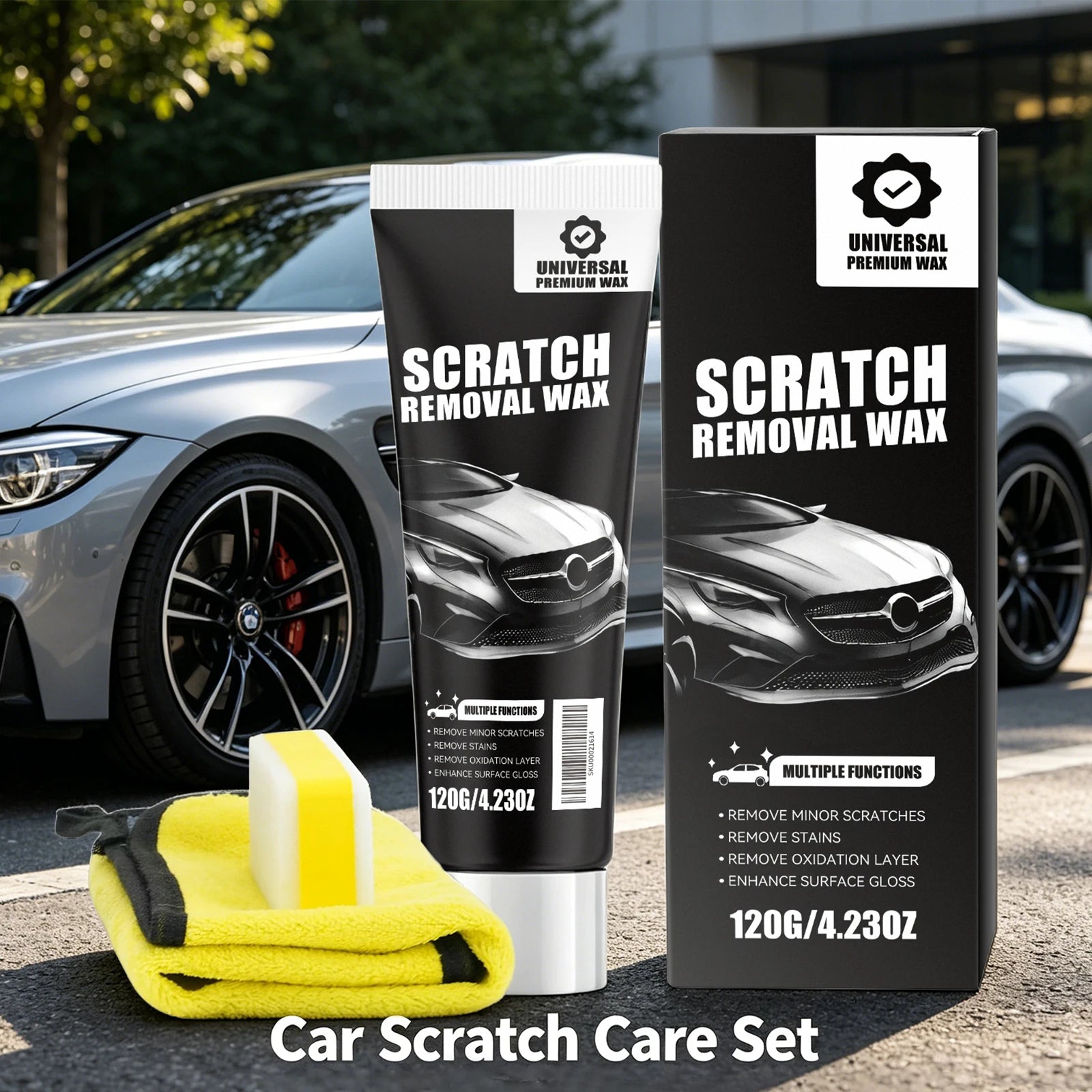 Car Scratch Removal Wax Set Remove Stain Car Scratch Repair Restores Car Paint Shine Automobile Surface Cleaning Care Tool Oasis Select