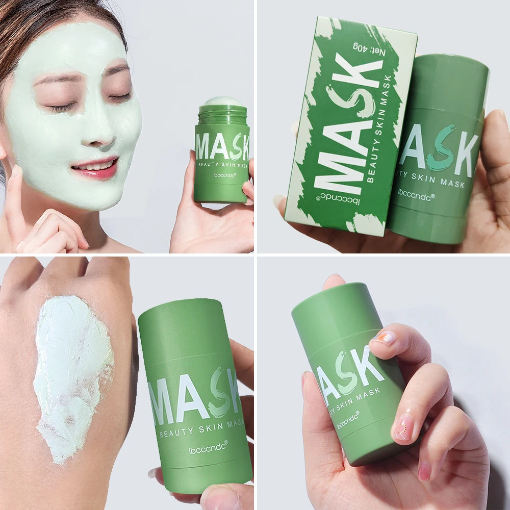 40g Face Clean Mask Green Tea Extract Cleansing Stick Deep Moisturizing Remove Blackhead Film Smear Refreshing Oil Control Mask Oasis Select