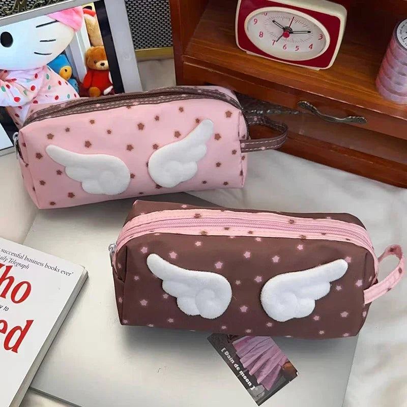1Pcs New Cute Angel Wings Pencil Bag School Students Large Capacity Pen Case Oasis Select