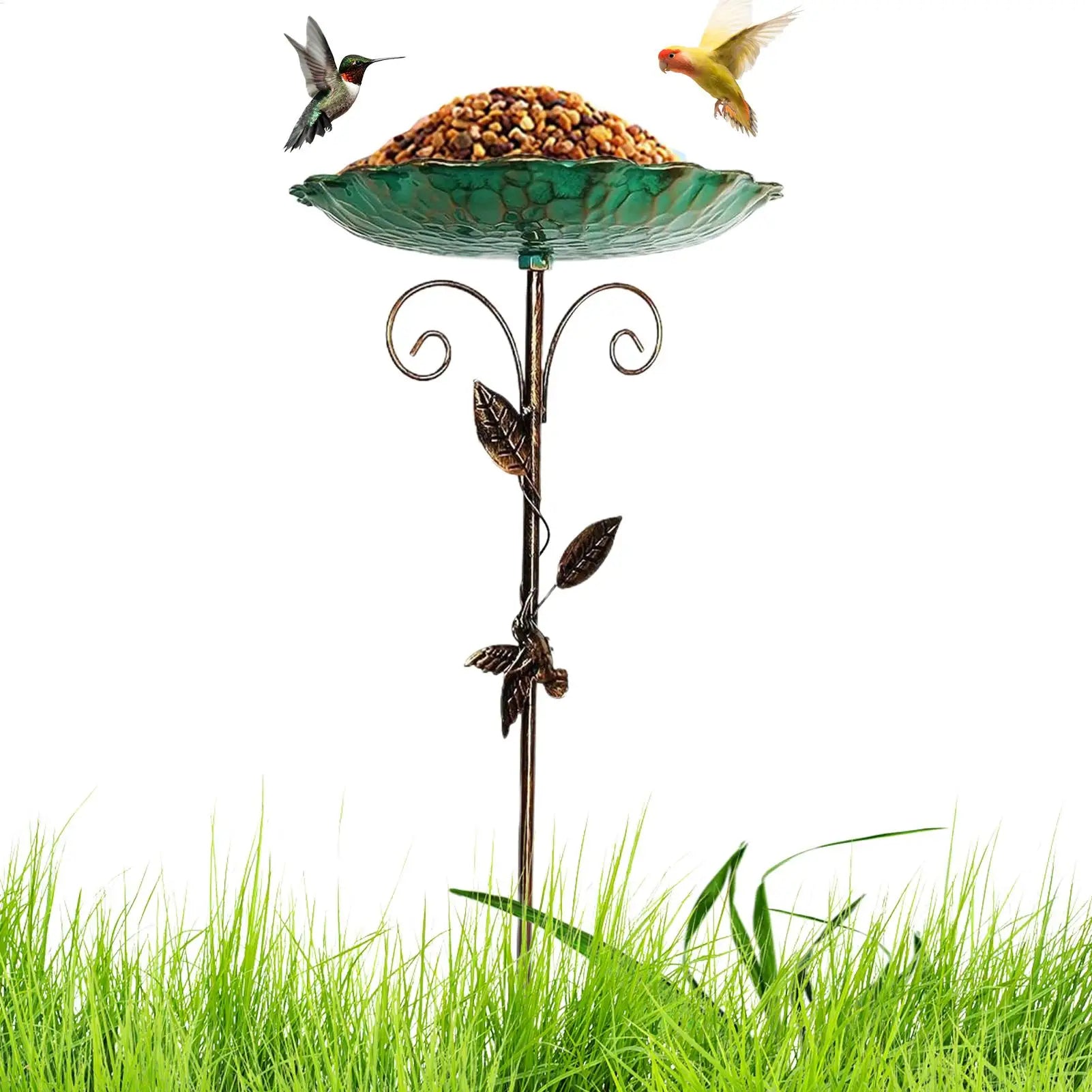 Upright bird bathing tub rust-proof sturdy and durable vintage metal bird bathing tub for gardens feeder metal bird bathing tub, Oasis Select