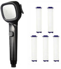 New 4 Mode High Pressure Shower Head With Switch On Off Button Sprayer Water Saving Adjustable Shower Nozzle Filter For Bathroom Oasis Select Black with 5 filter