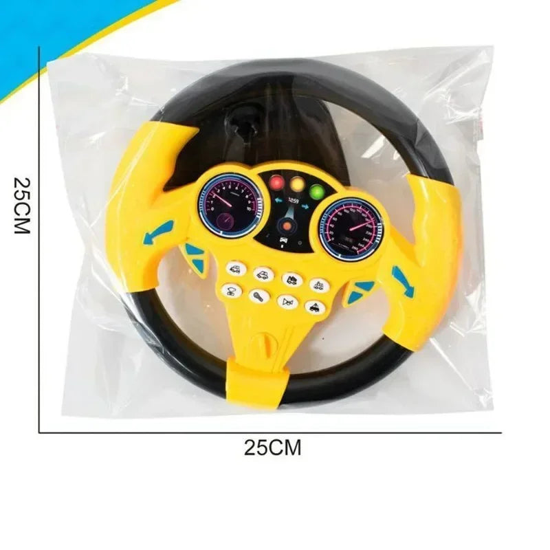 Kids Steering Wheel Toy - Backseat Pretend Play with Lights & Music - Fun Preschool Driving Simulator Gift for Toddlers Oasis Select Yellow without Box