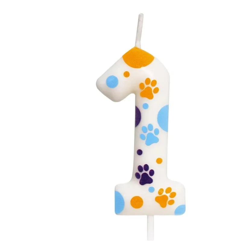 Birthday Candles Blue Dog Paw Themed Print Birthday Party Supplies Paw Cake Topper Decorations Birthday Oasis Select