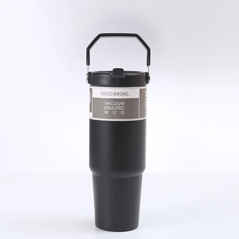 890ml Ultra Large Capacity Insulated Cup 304 Stainless Steel Insulated Cup Cold Insulated Outdoor Portable Ice Cream Cup Oasis Select black 801-900ml