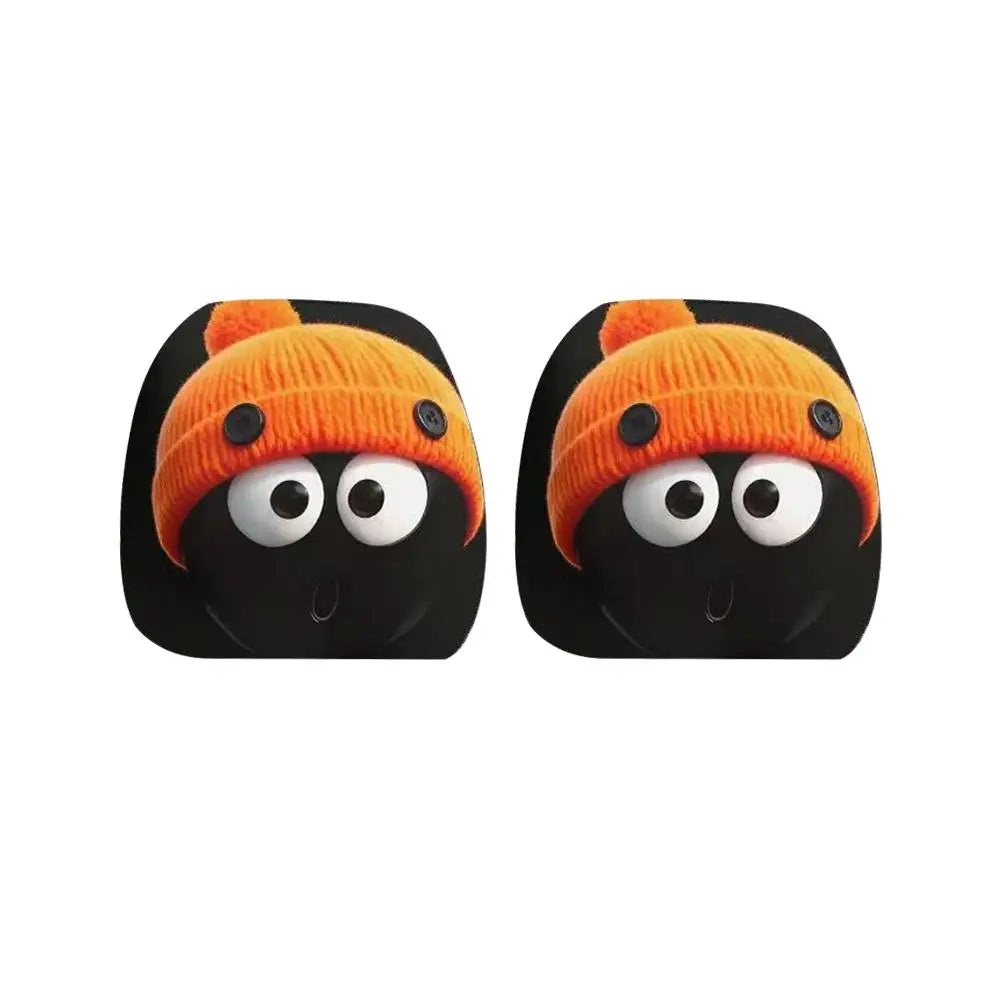 2pcs Universal Cartoon Character Car Pillowcase, Smiley Face Printed Car Headrest Covers, Washable Soft Head Rest Protector Oasis Select 03