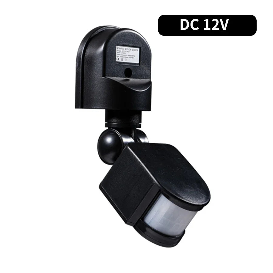 110-240V PIR Motion Sensor 12V Automatic Infrared Light Sensor Movement Detector Outdoor LED Light Switch Human Presence Sensor Oasis Select Black DC12V